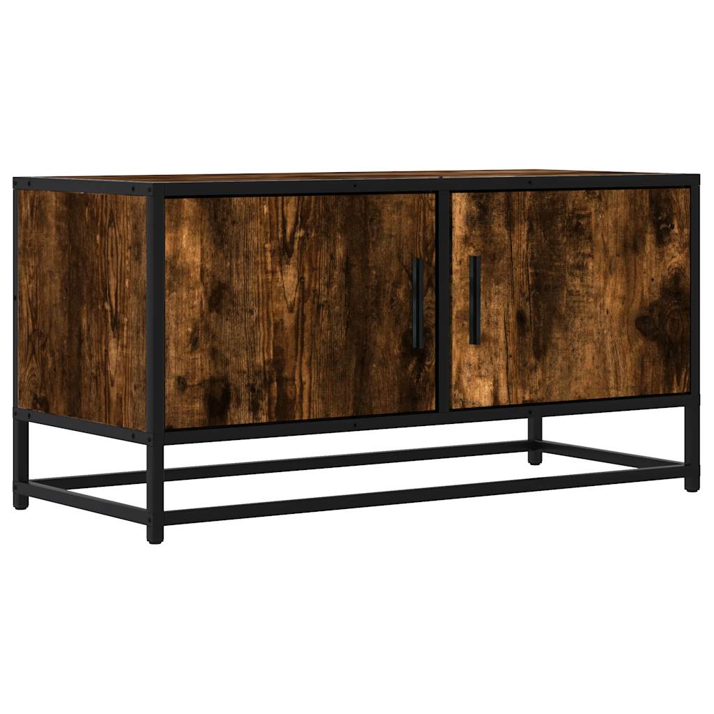 vidaXL TV Cabinet Smoked Oak 80x34.5x40 cm Engineered Wood and Metal 2