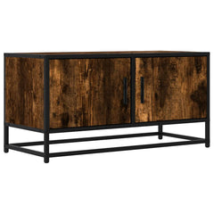 vidaXL TV Cabinet Smoked Oak 80x34.5x40 cm Engineered Wood and Metal 2