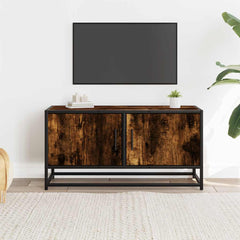 vidaXL TV Cabinet Smoked Oak 80x34.5x40 cm Engineered Wood and Metal 3