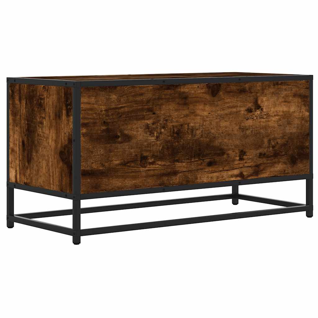 vidaXL TV Cabinet Smoked Oak 80x34.5x40 cm Engineered Wood and Metal 6