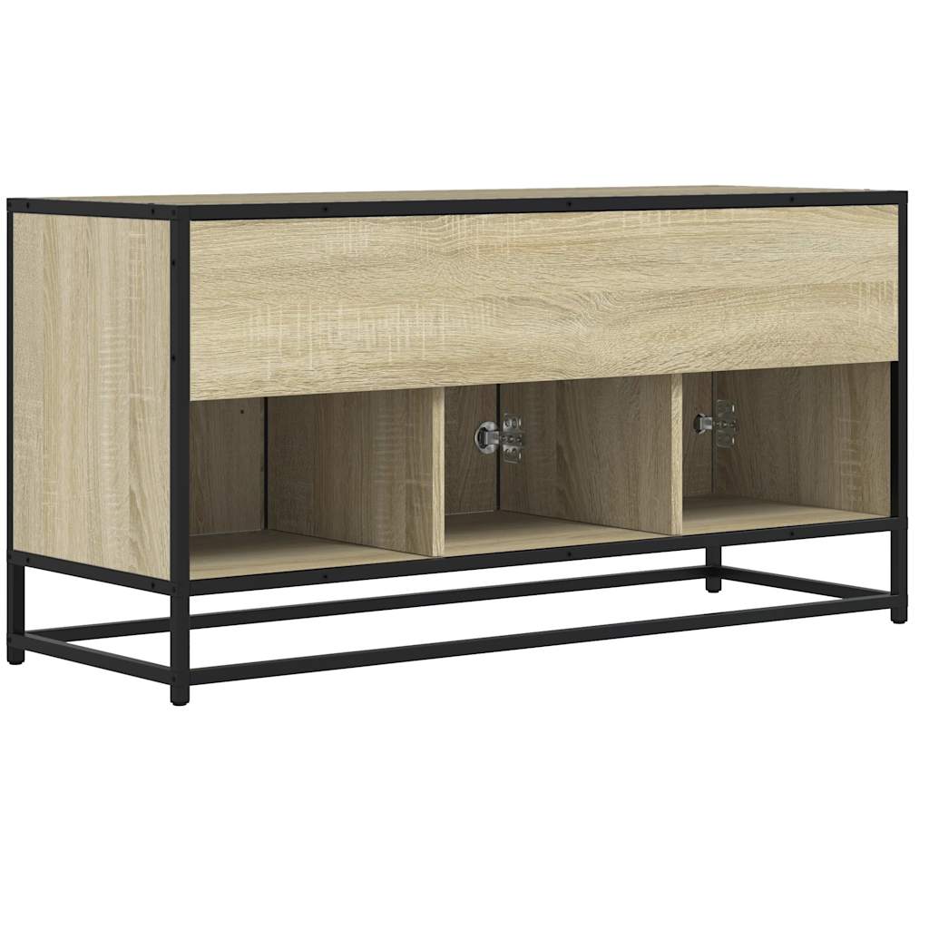 TV Cabinet 100x35x50 cm Engineered Wood and Metal Sonoma oak