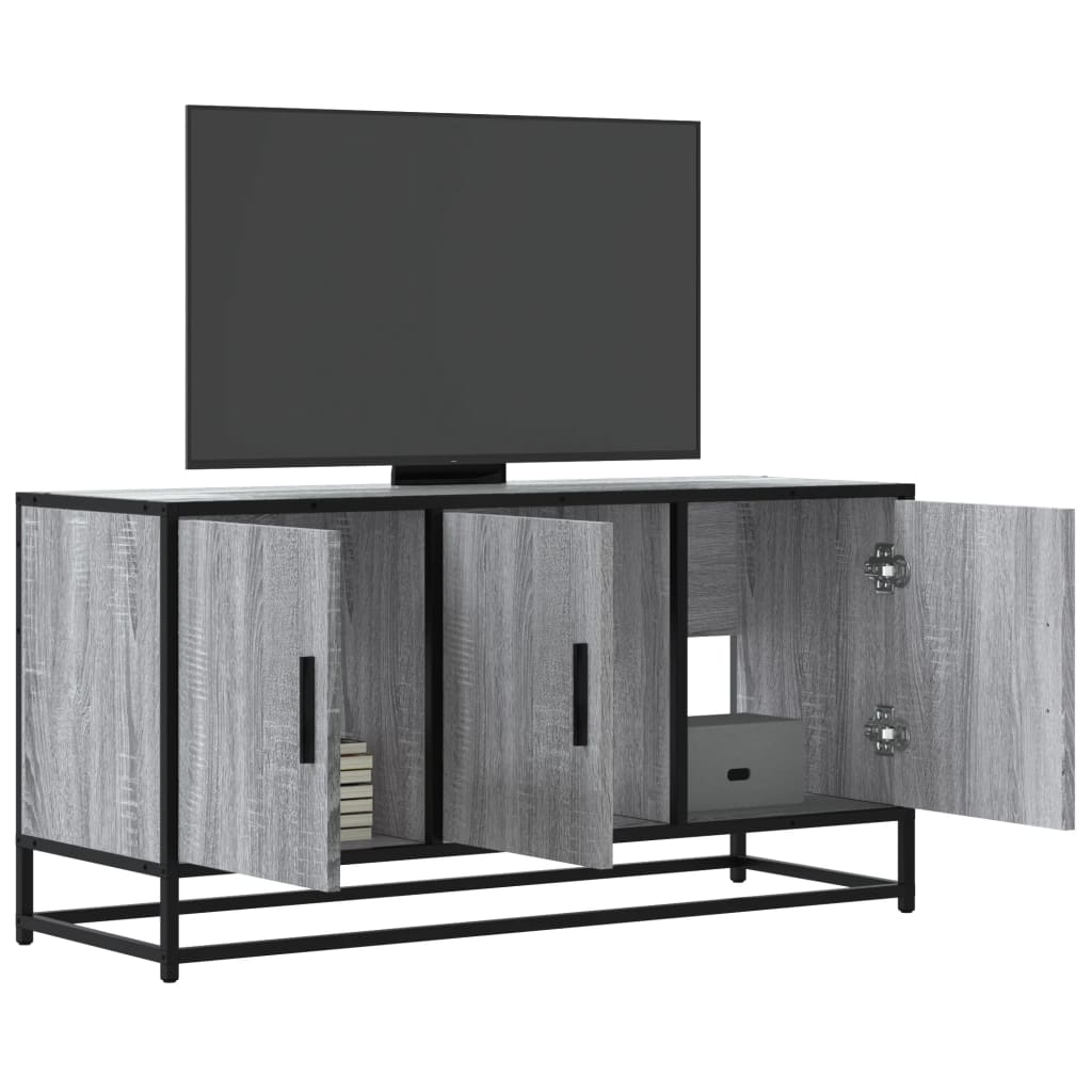TV Cabinet 100x35x50 cm Engineered Wood and Metal Grey sonoma