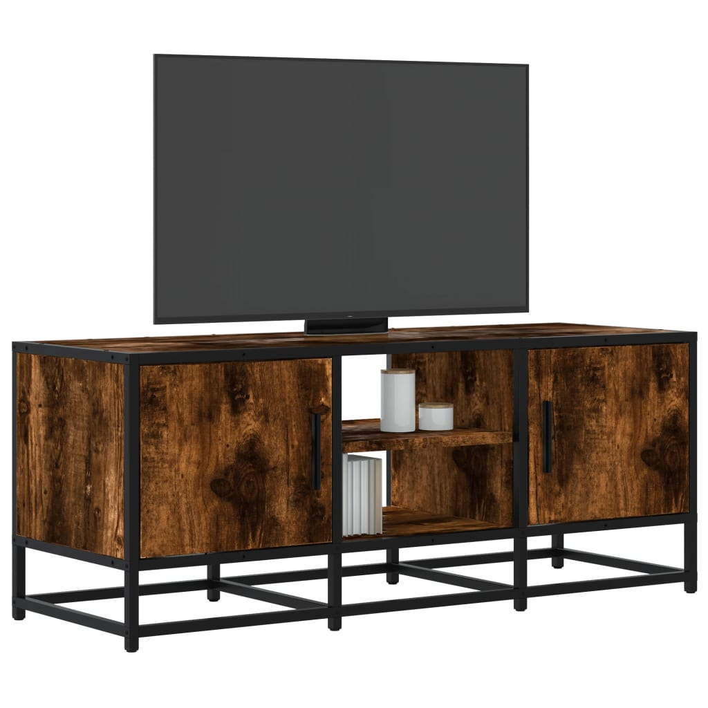 TV Cabinet Engineered Wood and Metal in Smoked Oak
