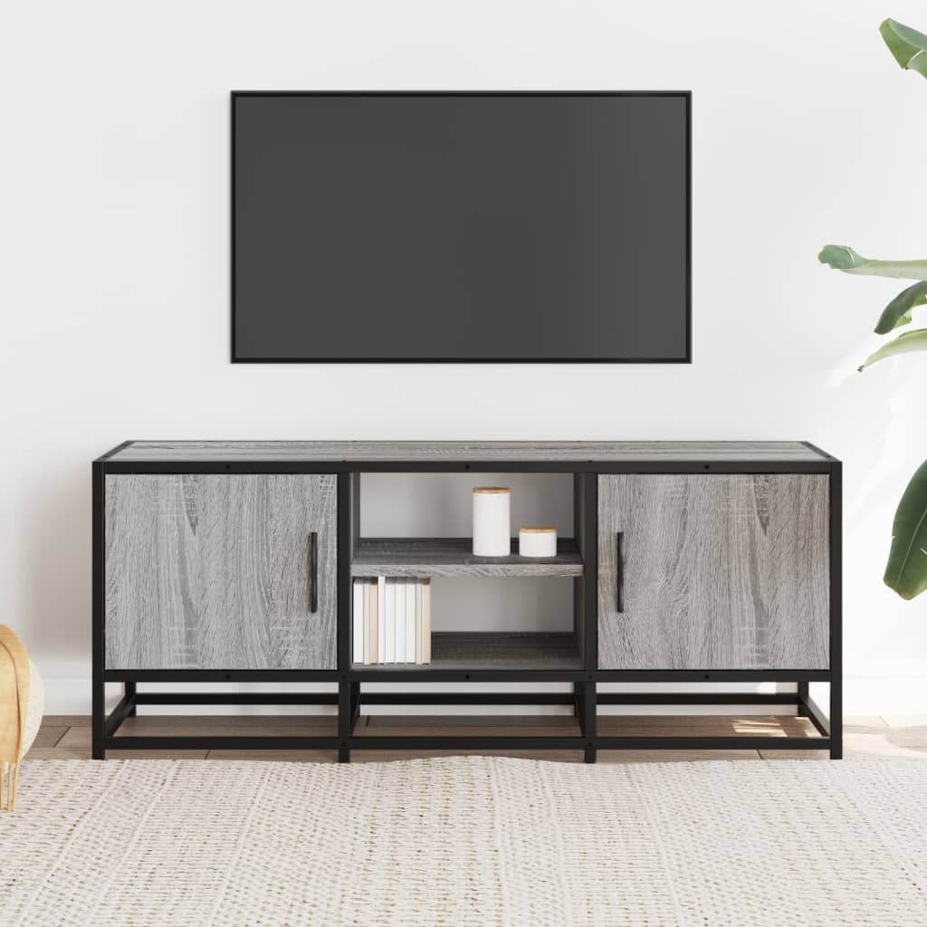vidaXL TV Cabinet Grey Sonoma 100x35x41 cm Engineered Wood and Metal 3