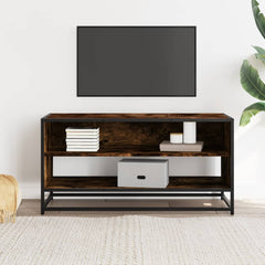 vidaXL TV Cabinet Smoked Oak 91x40x46 cm Engineered Wood and Metal 3