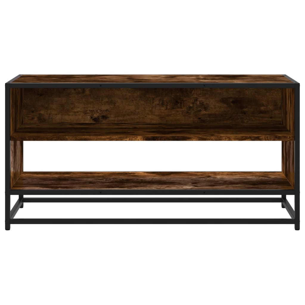 vidaXL TV Cabinet Smoked Oak 91x40x46 cm Engineered Wood and Metal 4