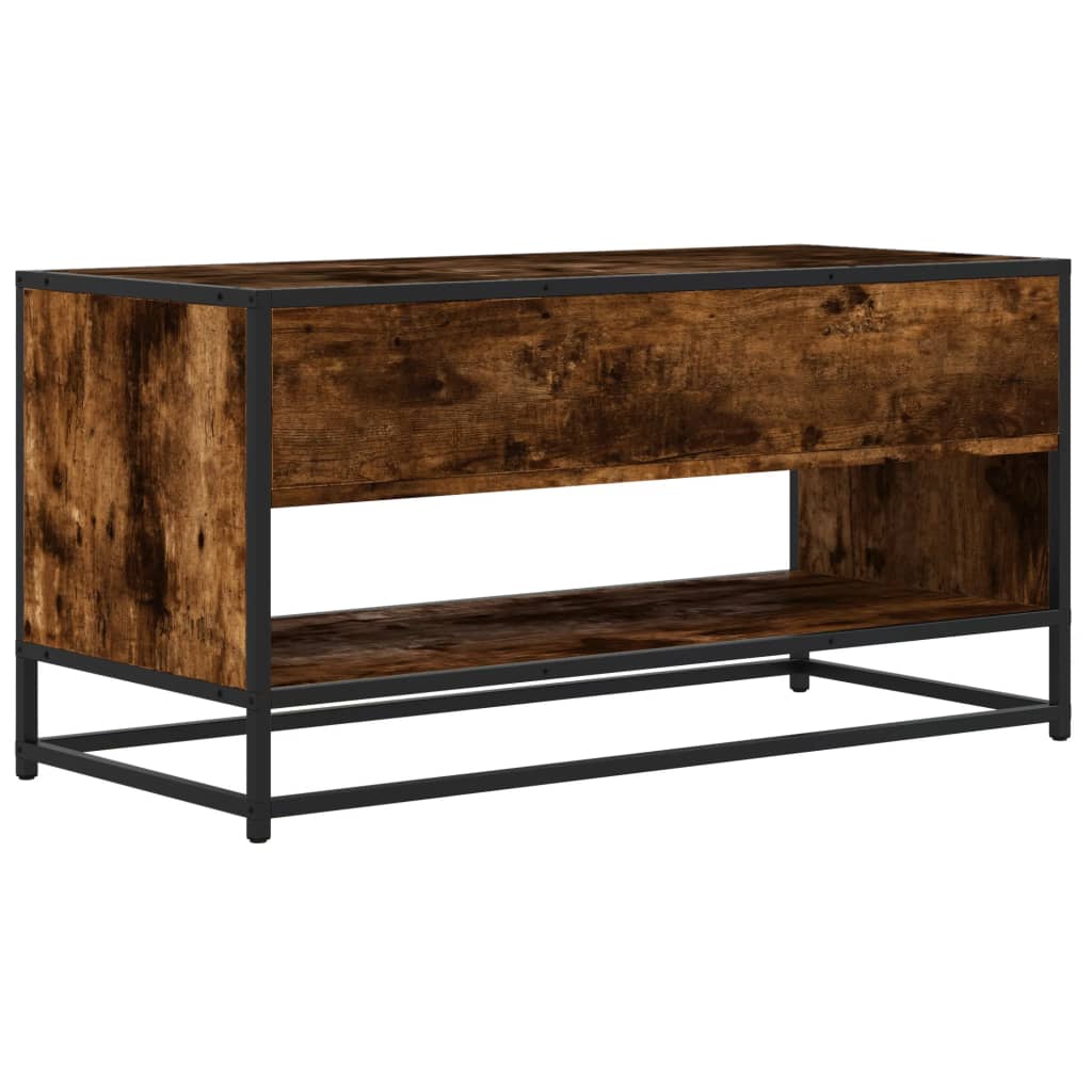 vidaXL TV Cabinet Smoked Oak 91x40x46 cm Engineered Wood and Metal 5