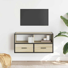 vidaXL TV Cabinet Sonoma Oak 80x31x39.5 cm Engineered Wood and Metal 3