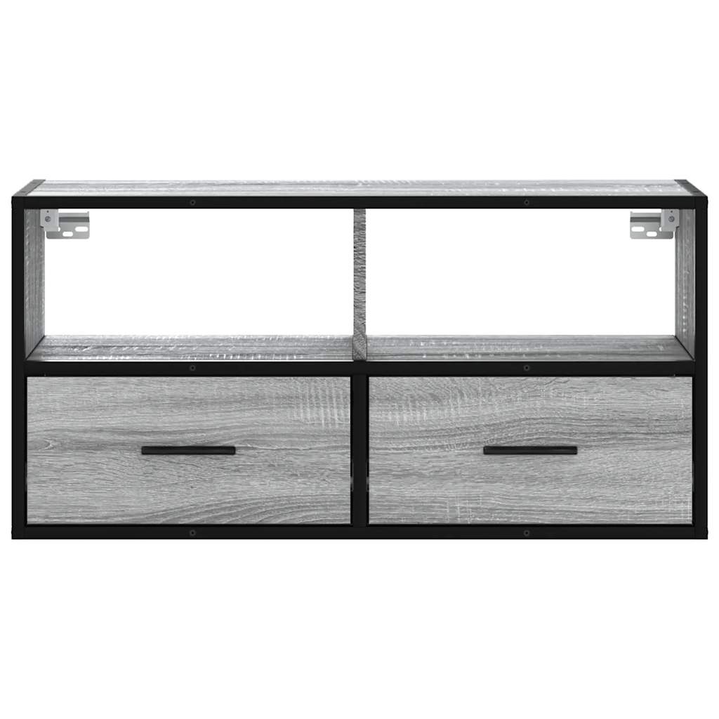 vidaXL TV Cabinet Grey Sonoma 80x31x39.5 cm Engineered Wood and Metal 4