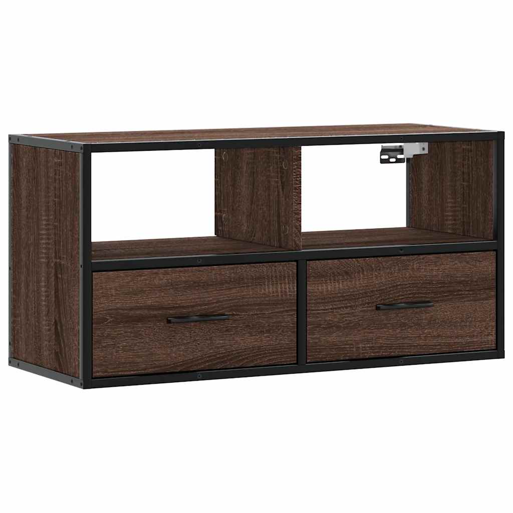 vidaXL TV Cabinet Brown Oak 80x31x39.5 cm Engineered Wood and Metal 2