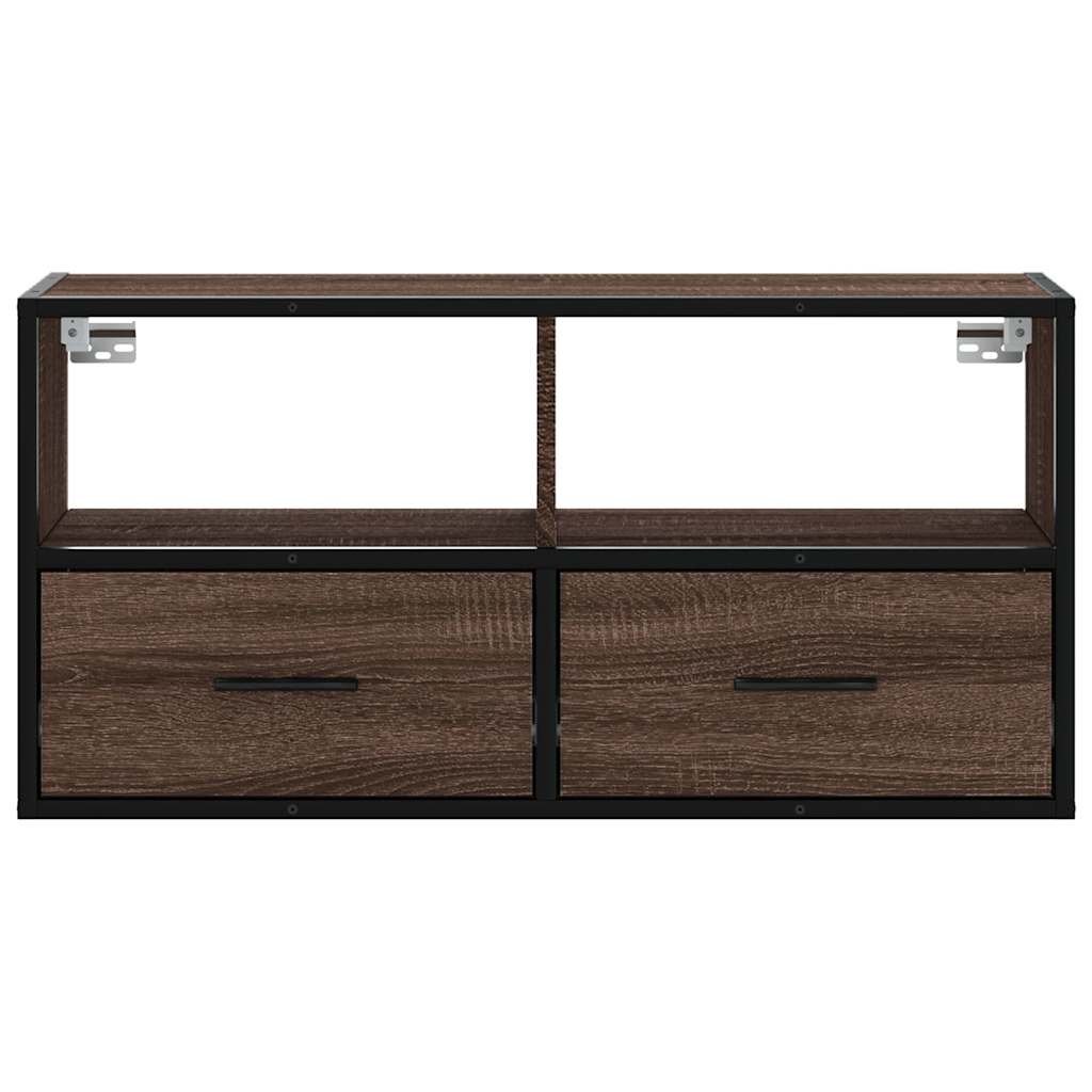 vidaXL TV Cabinet Brown Oak 80x31x39.5 cm Engineered Wood and Metal 4