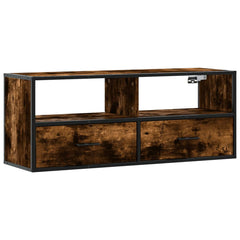 vidaXL TV Cabinet Smoked Oak 100x31x39.5 cm Engineered Wood and Metal 2