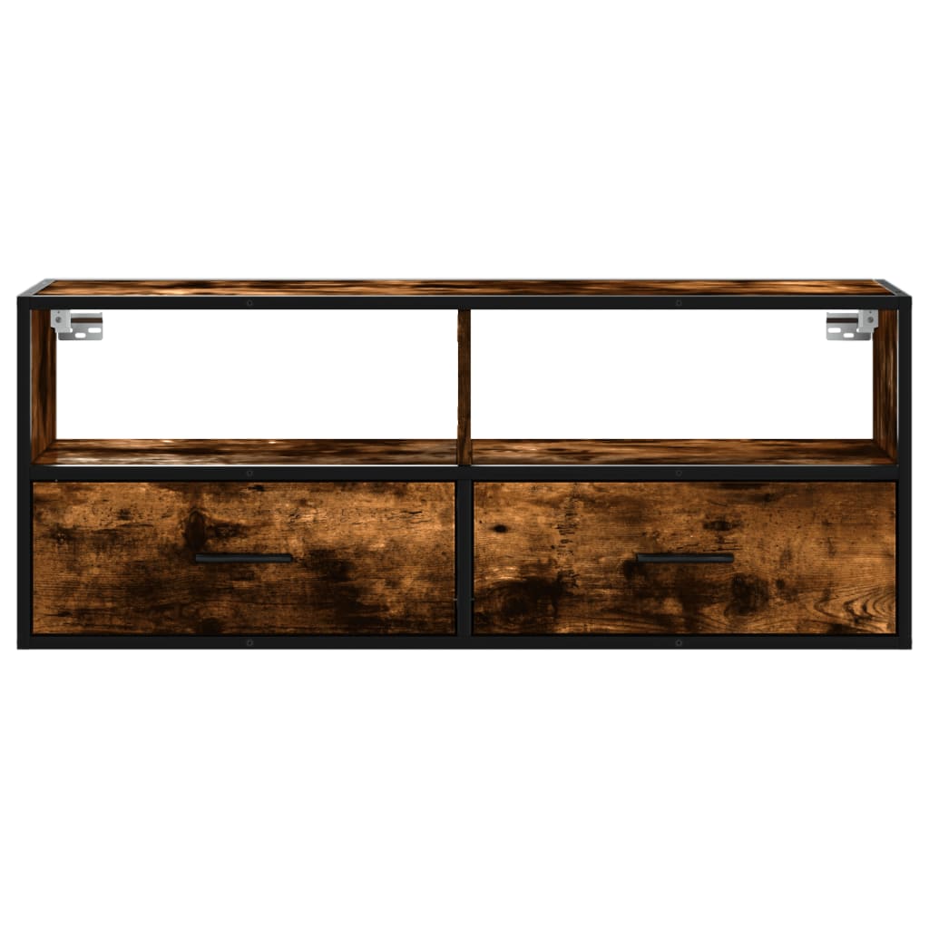 vidaXL TV Cabinet Smoked Oak 100x31x39.5 cm Engineered Wood and Metal 4