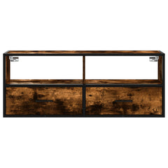 vidaXL TV Cabinet Smoked Oak 100x31x39.5 cm Engineered Wood and Metal 4