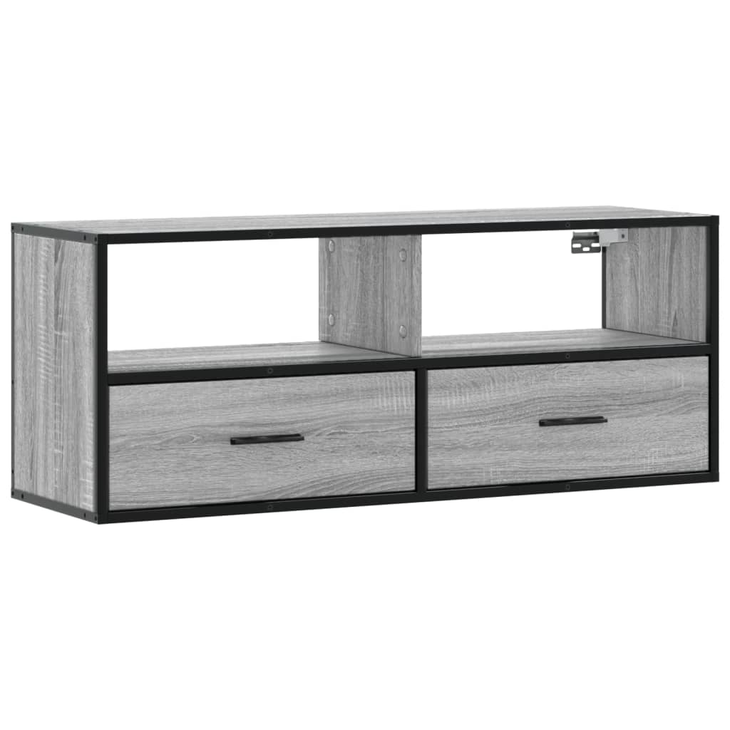 vidaXL TV Cabinet Grey Sonoma 100x31x39.5 cm Engineered Wood and Metal 2
