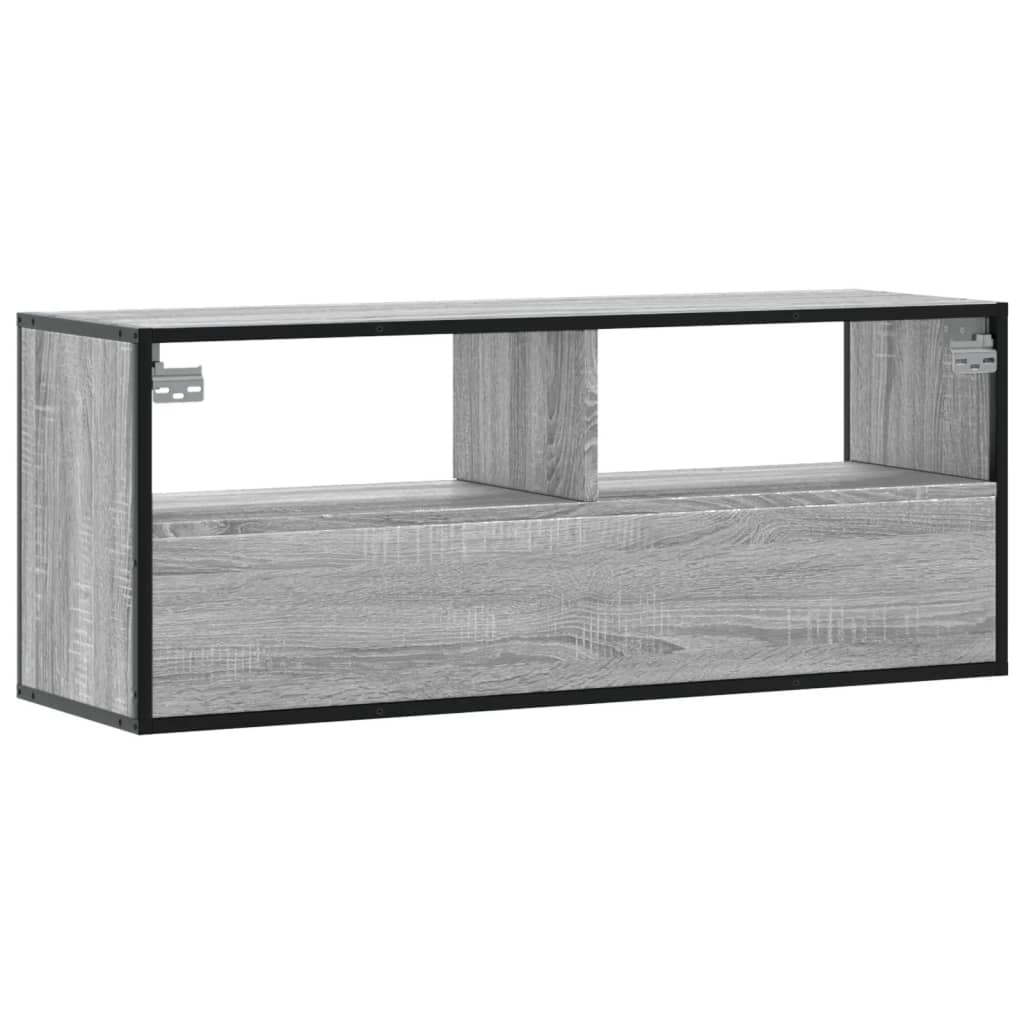 vidaXL TV Cabinet Grey Sonoma 100x31x39.5 cm Engineered Wood and Metal 6