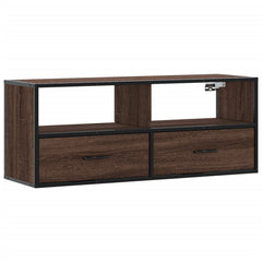 vidaXL TV Cabinet Brown Oak 100x31x39.5 cm Engineered Wood and Metal 2