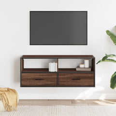 vidaXL TV Cabinet Brown Oak 100x31x39.5 cm Engineered Wood and Metal 3