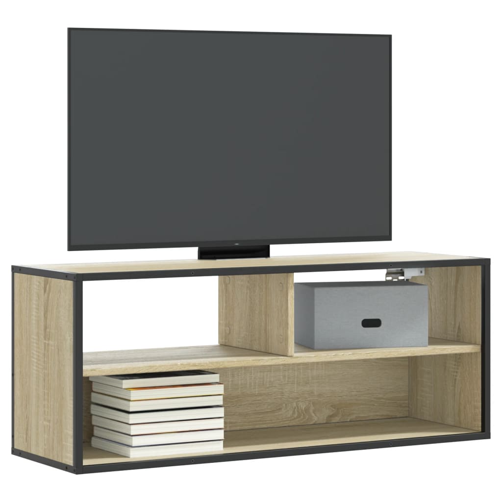vidaXL TV Cabinet Sonoma Oak 100x31x39.5 cm Engineered Wood and Metal 1