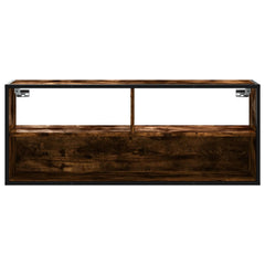 vidaXL TV Cabinet Smoked Oak 100x31x39.5 cm Engineered Wood and Metal 4