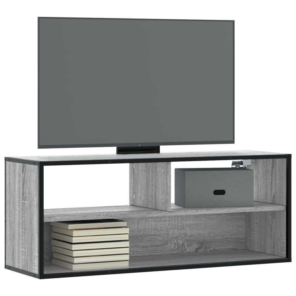 vidaXL TV Cabinet Grey Sonoma 100x31x39.5 cm Engineered Wood and Metal 1