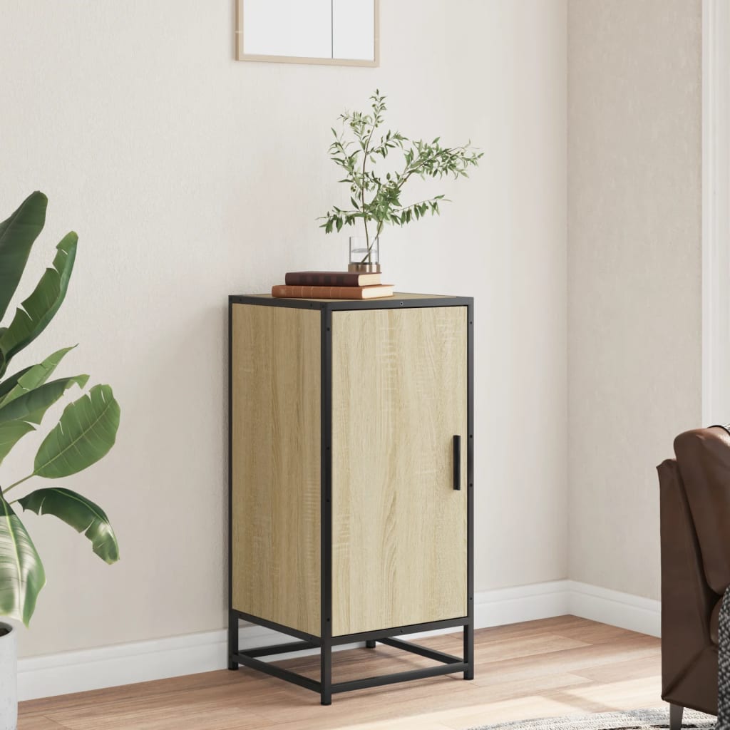 vidaXL Sideboard Sonoma Oak 35.5x35x76 cm Engineered Wood and Metal 3