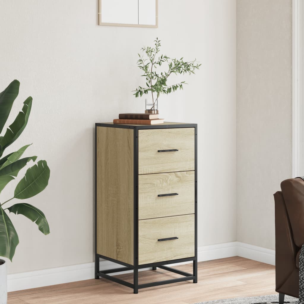 vidaXL Sideboard Sonoma Oak 35.5x35x76 cm Engineered Wood and Metal 3