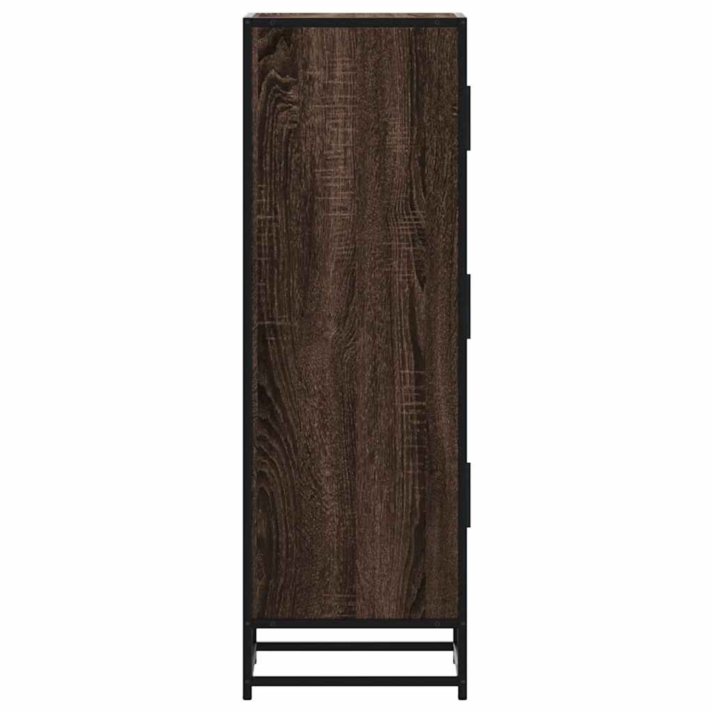 vidaXL Highboard Brown Oak 35.5x35x106.5 cm Engineered Wood and Metal 5