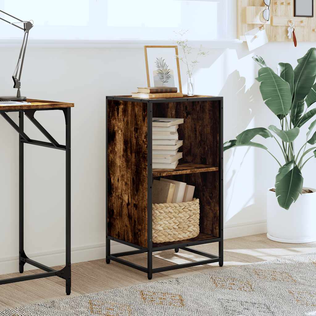 vidaXL Book Cabinet Smoked Oak 40x35x76 cm Engineered Wood 3