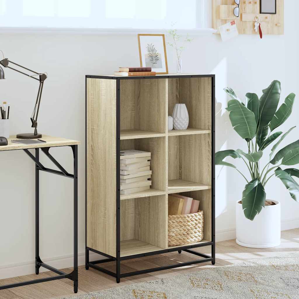 vidaXL Book Cabinet Sonoma Oak 65.5x33x107.5 cm Engineered Wood 3