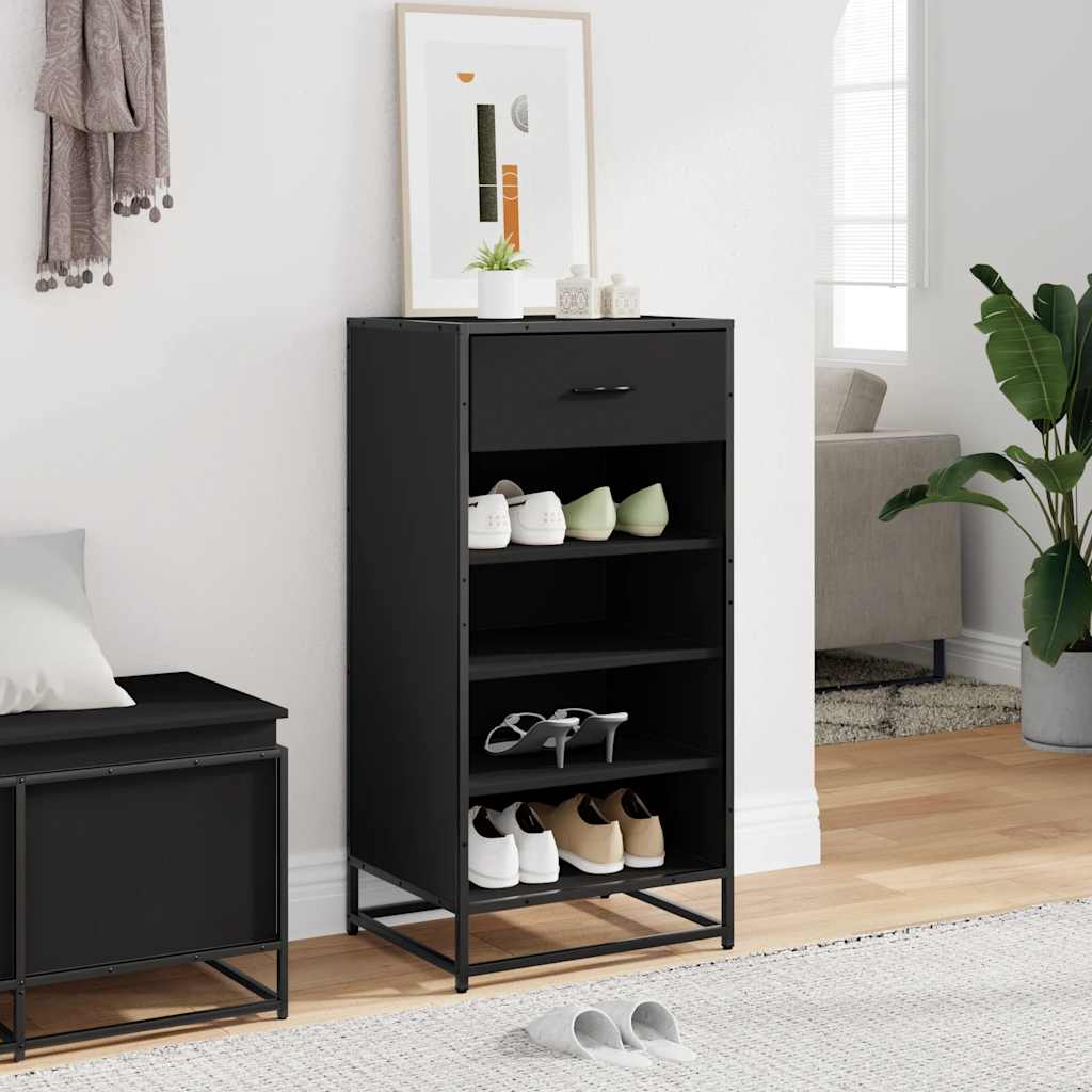 vidaXL Shoe Rack Black 48x38x97.5 cm Engineered Wood 3