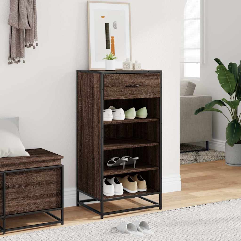 vidaXL Shoe Rack Brown Oak 48x38x97.5 cm Engineered Wood 3