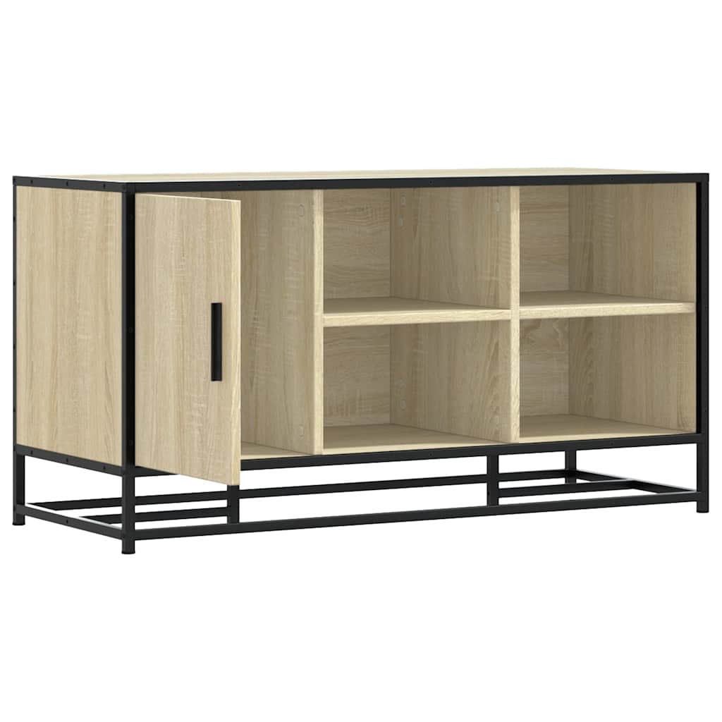 vidaXL Shoe Bench Sonoma Oak 100x40x53.5 cm Engineered Wood and Metal 6