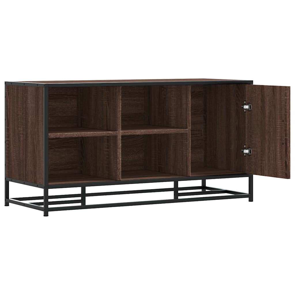 vidaXL Shoe Bench Brown Oak 100x40x53.5 cm Engineered Wood and Metal 5
