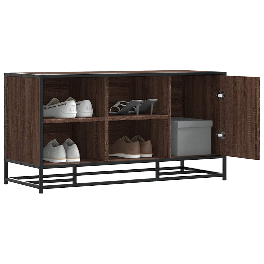 vidaXL Shoe Bench Brown Oak 100x40x53.5 cm Engineered Wood and Metal 1