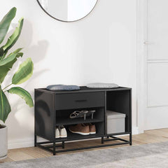 vidaXL Shoe Bench Black 80x40x53.5 cm Engineered Wood and Metal 3