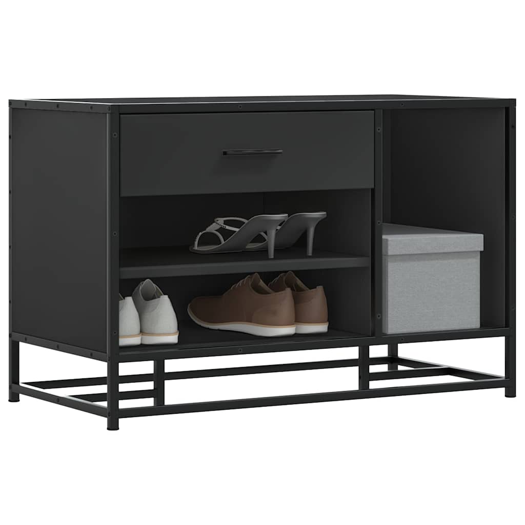 vidaXL Shoe Bench Black 80x40x53.5 cm Engineered Wood and Metal 1
