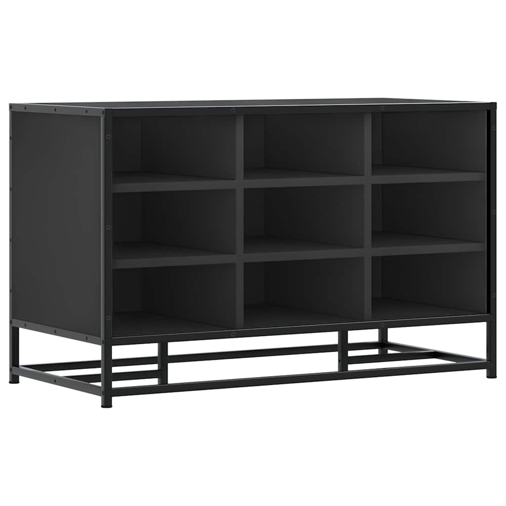 vidaXL Shoe Bench Black 84x40x53.5 cm Engineered Wood and Metal 2