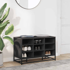 vidaXL Shoe Bench Black 84x40x53.5 cm Engineered Wood and Metal 3