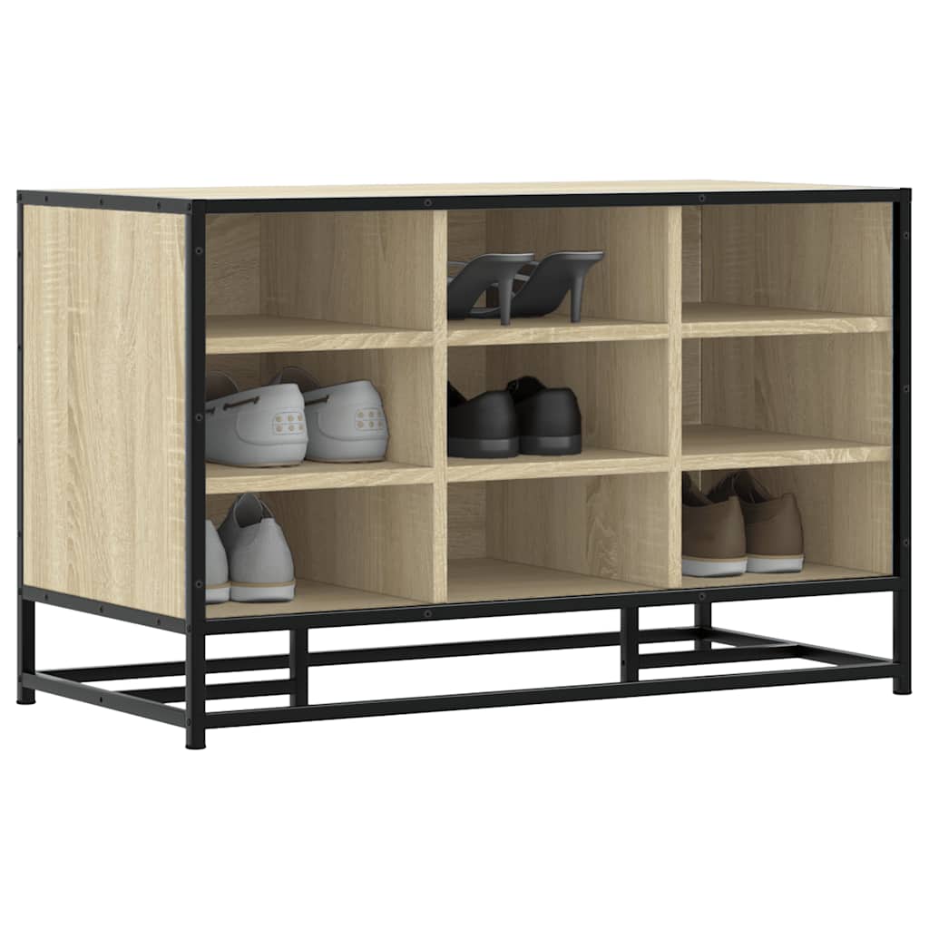 Shoe Bench Engineered Wood and Metal in Sonoma Oak