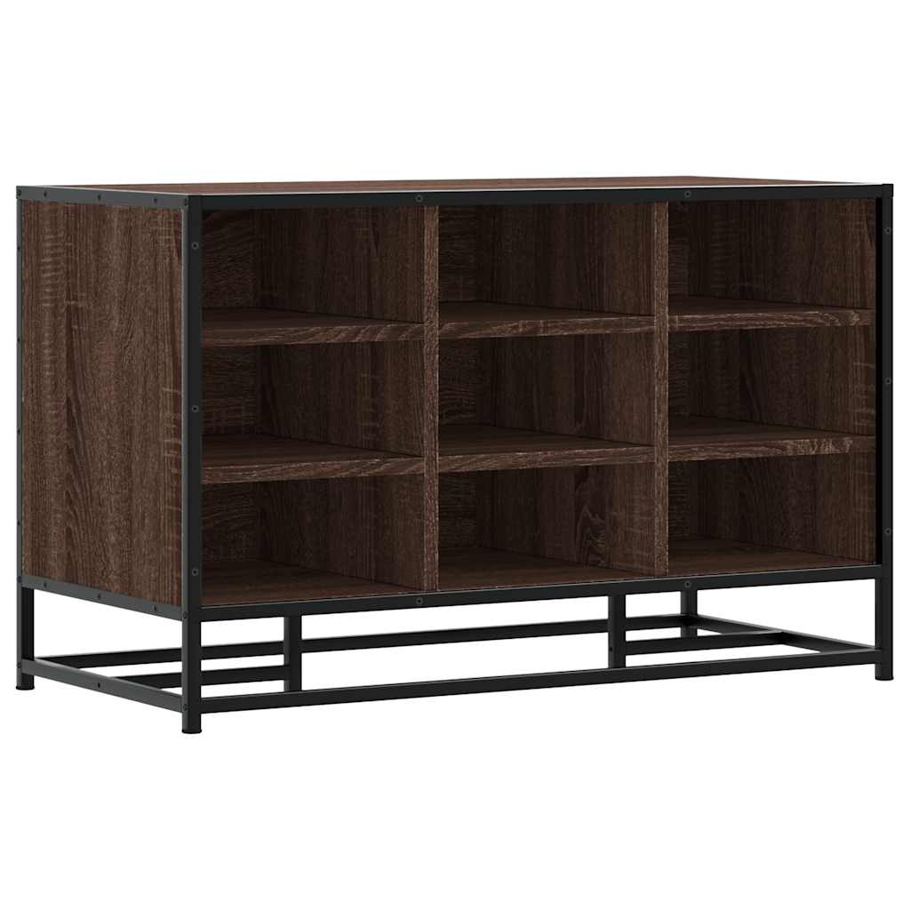 vidaXL Shoe Bench Brown Oak 84x40x53.5 cm Engineered Wood and Metal 2