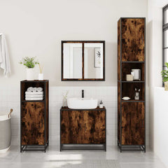 vidaXL Bathroom Cabinet Smoked Oak 35x37.5x100 cm Engineered Wood 3