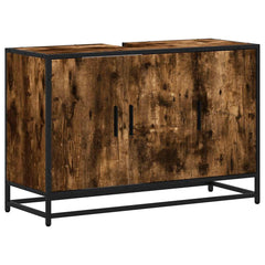 vidaXL Bathroom Sink Cabinet Smoked Oak 90x33x60 cm Engineered Wood 2