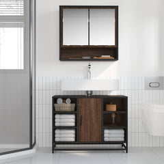 vidaXL Bathroom Sink Cabinet Brown Oak 80x33x60 cm Engineered Wood 3