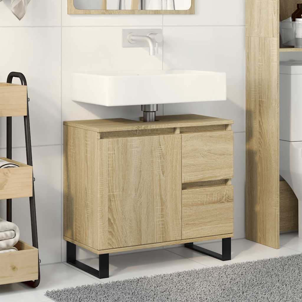 vidaXL Bathroom Cabinet Sonoma Oak 65x33x60 cm Engineered Wood 1