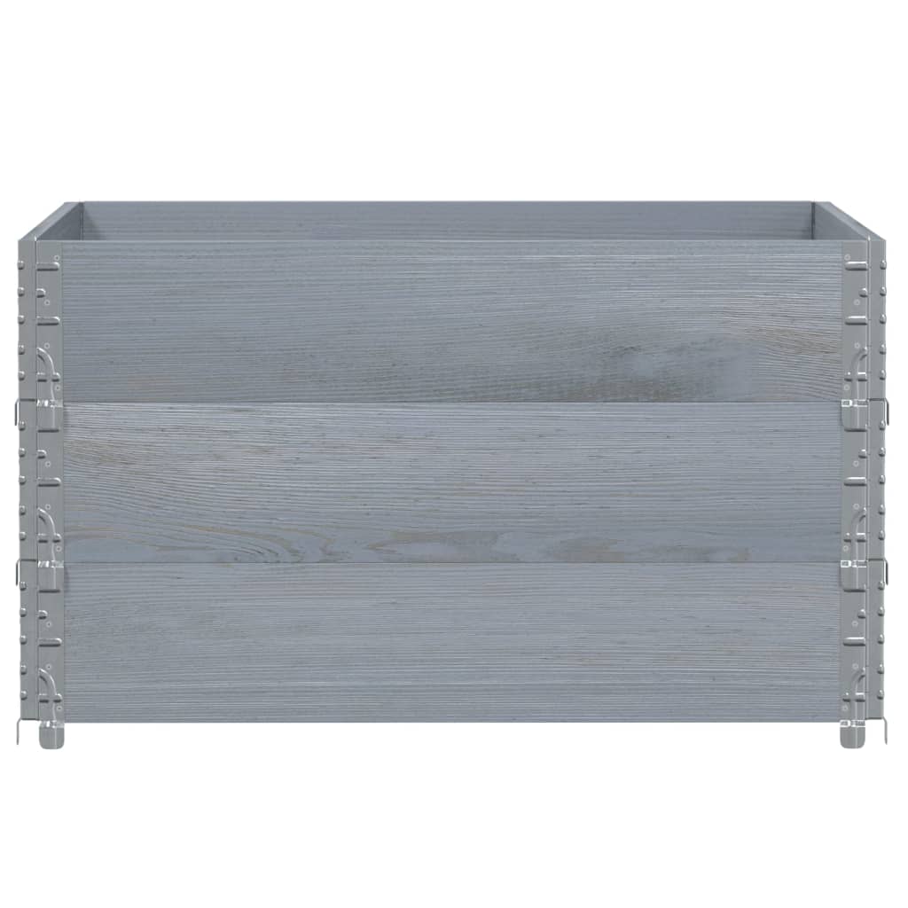 Pallet Collars Solid Wood Pine 3 pcs Grey 100 cm 100 cm