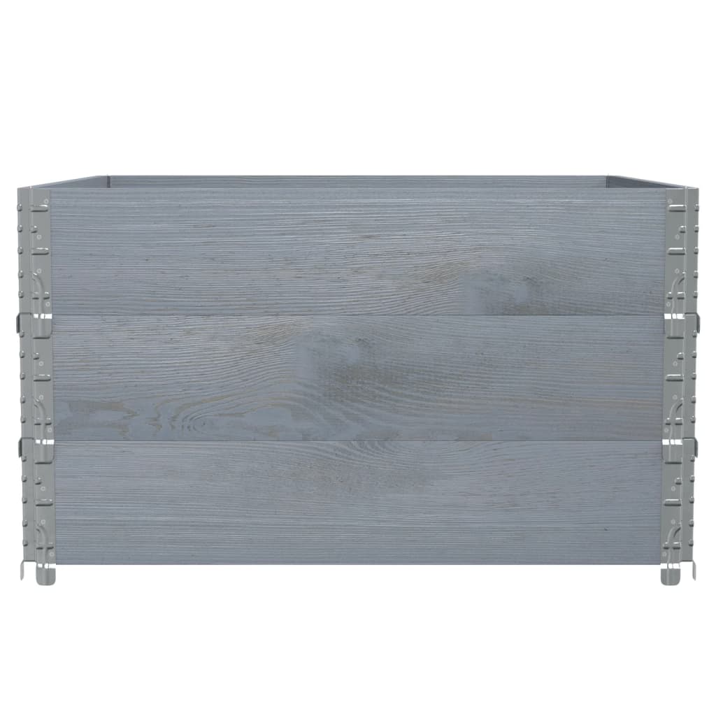 Pallet Collars Solid Wood Pine 3 pcs Grey 100 cm 100 cm