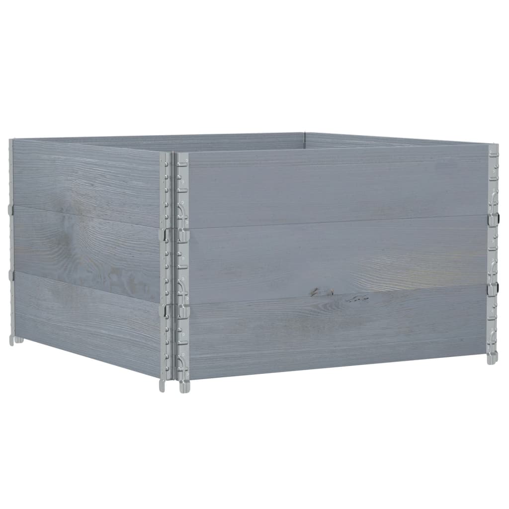 Pallet Collars Solid Wood Pine 3 pcs Grey 100 cm 100 cm