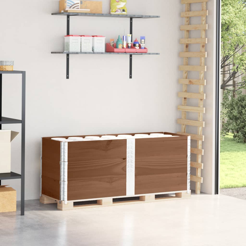 Pallet Collars Brown Solid Wood Pine 3 pcs Dark Brown 150 cm 50 cm