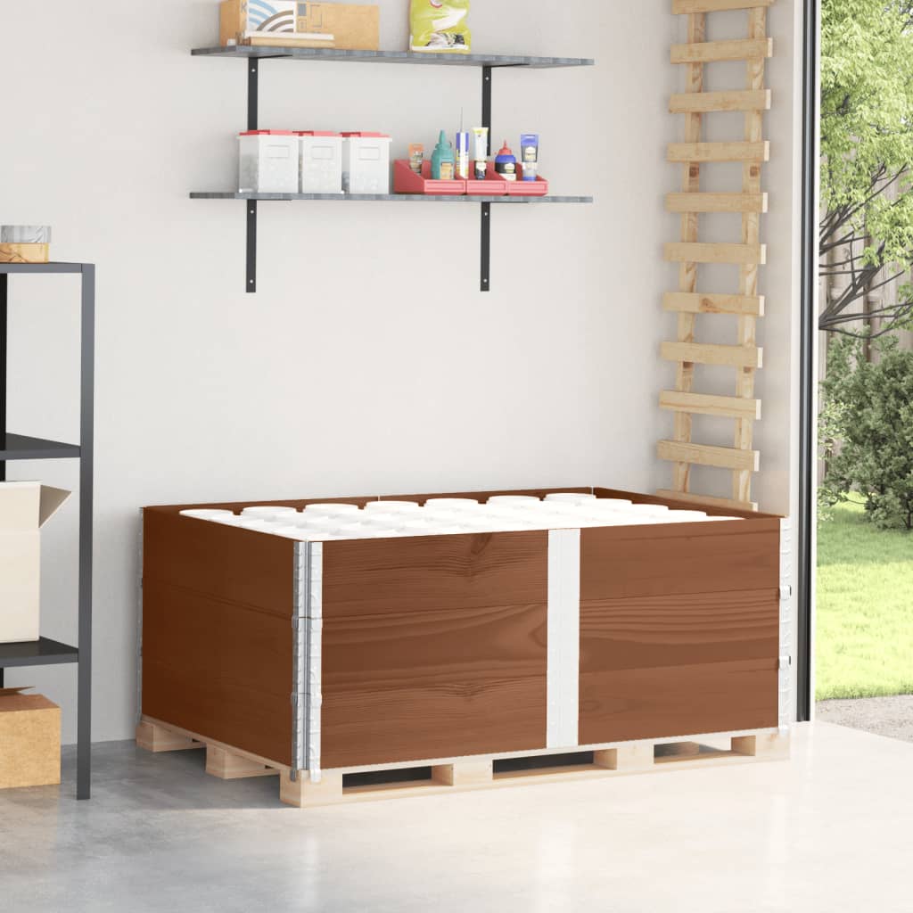 Pallet Collars Brown Solid Wood Pine 3 pcs Dark Brown 150 cm 100 cm